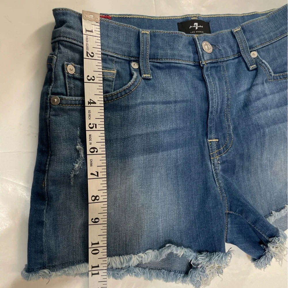 7 For All Mankind Cut Off Denim Shorts Raw Hem size 24
